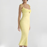 Yellow Mermaid Cutout Midi Dress